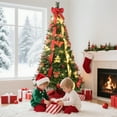 thumbnail image 6 of RAYOCON 7.5FT Pre-Lit Pop-Up Christmas Tree with 200 Warm  Lights, Fully Decorated Red & Gold Ornaments, Easy Assembly Collapsible Holiday Decor, 6 of 9