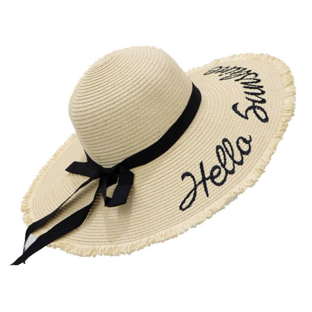 BEMS-1 paquete de sombrero de paja de ala ancha para mujer, sombrero enrollable plegable suave