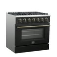 thumbnail image 5 of Forno Galiano 36-inch Freestanding Gas Range in Black with Antique Brass Design, 6 Burners, 83,000 BTU, 5.36 cu.ft. Convection Oven, 5 of 5