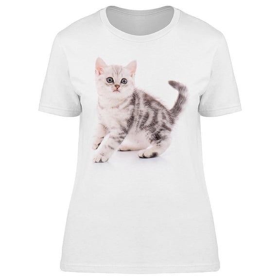 Startled Cute Shorthair Kitten T-Shirt Women -Image by Shutterstock, Female XX-Large