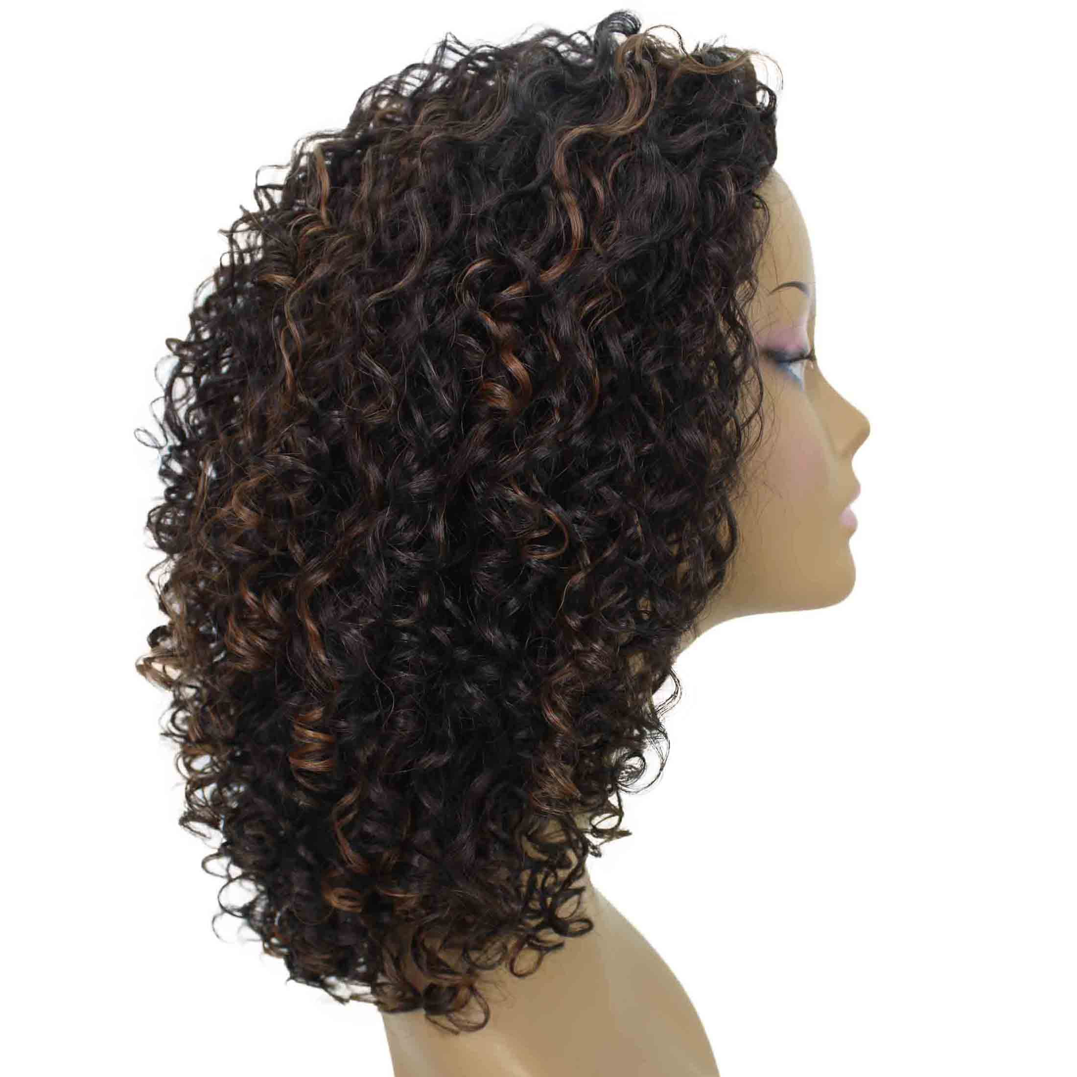 LUXLUXE Tatiana Curly Body Waves 15 in Long Half Wig Half Cap Wig, Mix Human Hair and Synthetic Fibers,