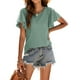 thumbnail image 4 of Camiseta mujer Minnieouse volantes color sólido Verde XL AP011064-09, 4 of 6