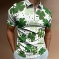 thumbnail image 2 of YDLCAFD Chemise à Manches Courtes à Col à Revers avec Fermeture Éclair pour Hommes, Mode Décontractée pour la Saint-Patrick, 2 of 6
