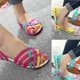 thumbnail image 2 of 2022 Summer Women's Beach Flat Sandals Colorful Open Toe Jelly Cutout Flats, 2 of 3