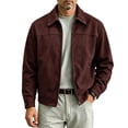 thumbnail image 2 of FRSASU Men's Faux Suede Jacket Lapel Collar Full Zip Lightweight Casual Business Coat with Pockets Wine, 2 of 7
