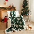 thumbnail image 2 of Christmas Throw Blanket - Green Snowflake Design Soft Flannel & Cozy Fleece Blanket for Couch Bed - Sherpa Plush Winter Blanket for Women Girls Christmas Decor, 50x60 Inches, 2 of 7