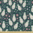 thumbnail image 2 of Floral Fabric by the Yard Upholstery, Hand Drawn Blossoming Spring Flowers Pastel Dots on Dark Background, Decorative Fabric for DIY and Home Accents, Dark Blue Pink and White by Ambesonne, 2 of 5