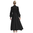 thumbnail image 3 of Aislor Women Metallic Liturgical Praise Dance Costume Long Sleeve Dress with Sides Split Satin Worship Tunic Black M, 3 of 7