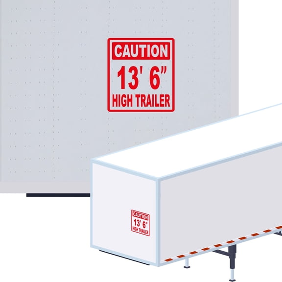 Caution 13' 6" High Trailer Vinyl Decal Sticker - Height Trailer Sign Truck Safety Markings for Dry Van and Reefer Trailers Caution Clearance Height Sign (7" x 8", Red)