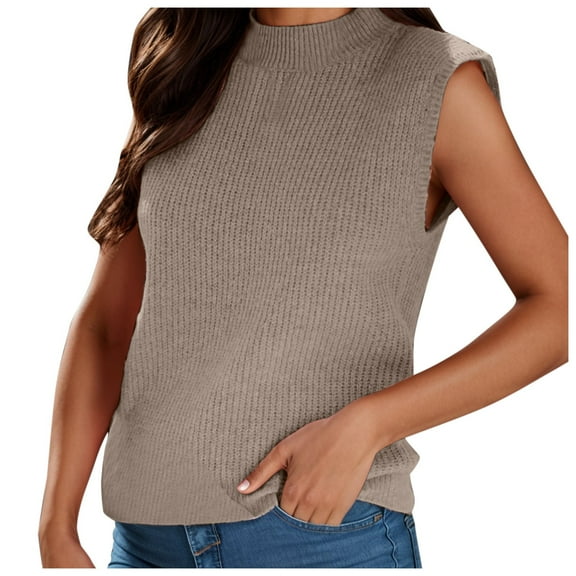 Women's Neck Knit Sweater Vest Sleeveless Ribbed Pullover Casual Summer Tank Top
