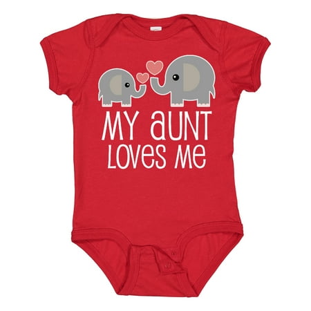 

Inktastic My Aunt Loves Me Niece Nephew Elephant Gift Baby Boy or Baby Girl Bodysuit