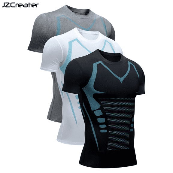 JZCreator Men's 3 Pack Workout Shirts - Athletic T-Shirts Active Tops, Moisture Wicking Quick Dry Short Sleeve - Athletic Running Gym Workout Tee Tops
