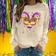 thumbnail image 3 of Craaazy Mardi Gras Clothing for Women Round Neck Long Sleeve Carnival Shirts Gifts, 3 of 6