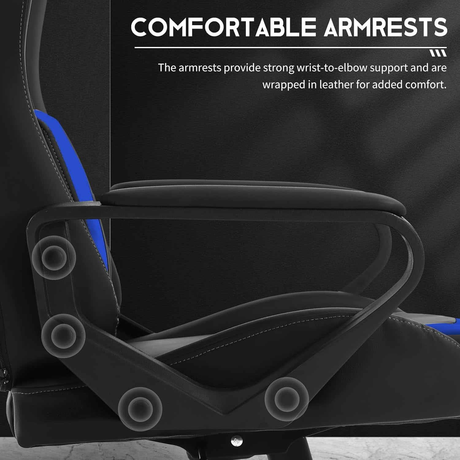 BIQWBIC Gaming Chair, High-Back Ergonomic Video Game Chair for Teen, with Adjustable Seat, Lumbar Support, Armrest and Headrest, Blue