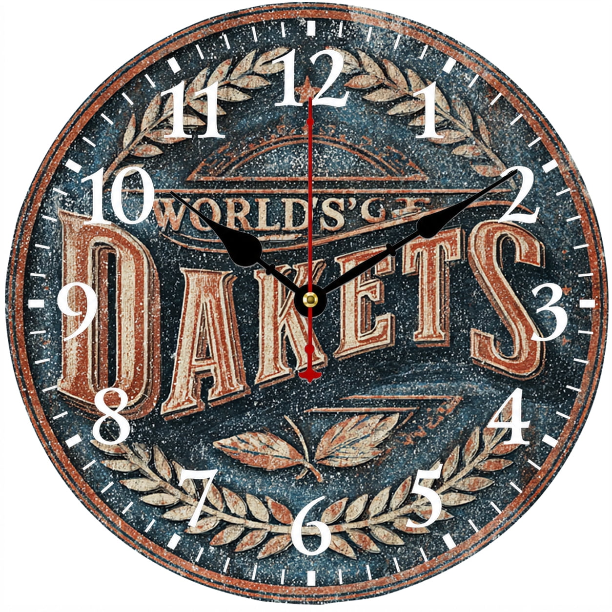 9.84 Inch Vintage Wall Clock, Rustic Farmhouse Decorative Round Analog Clock, Battery Operated Easy to Read Numbers, Retro Wood Look Wall Decor for Kitchen Living Room Bedroom Office