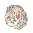 thumbnail image 2 of Kdxio Bunny Floral Print Shower Cap for Women,Elastic and Reusable,Double Waterproof Layers Bathing Hat, 2 of 9