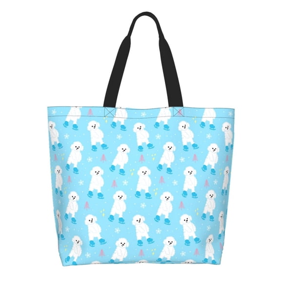 Honeii Skating Poodle Fun Print Tote Bag for Women, Foldable Tote Bag Large Shoulder Bag Top Handle Handbag for Travel, Work