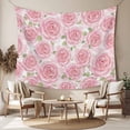 thumbnail image 2 of Pink Roses Large Tapestry for Bedroom Wall Hanging Tapestry, Retro Flower Floral Botanicall Plant Leaf Ceiling Backdrop Tapestries Poster Blanket Wall Decor for Teens Room Living Room Dorm 100" x 59", 2 of 8