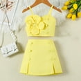 thumbnail image 3 of Toddler Girls Skirts Outfit Floral Crop Tops Split Aline Skirts Birthday Dressy Casual Outfits Yellow, 5 Y, 3 of 3