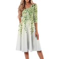 thumbnail image 2 of SAATLERI 3/4 Sleeve Summer Midi Dresses for Women 2025 V Neck Boho Floral Print Sundresses for Women Lightweight A-Line Plus Size Dress with Pockets, 2 of 4