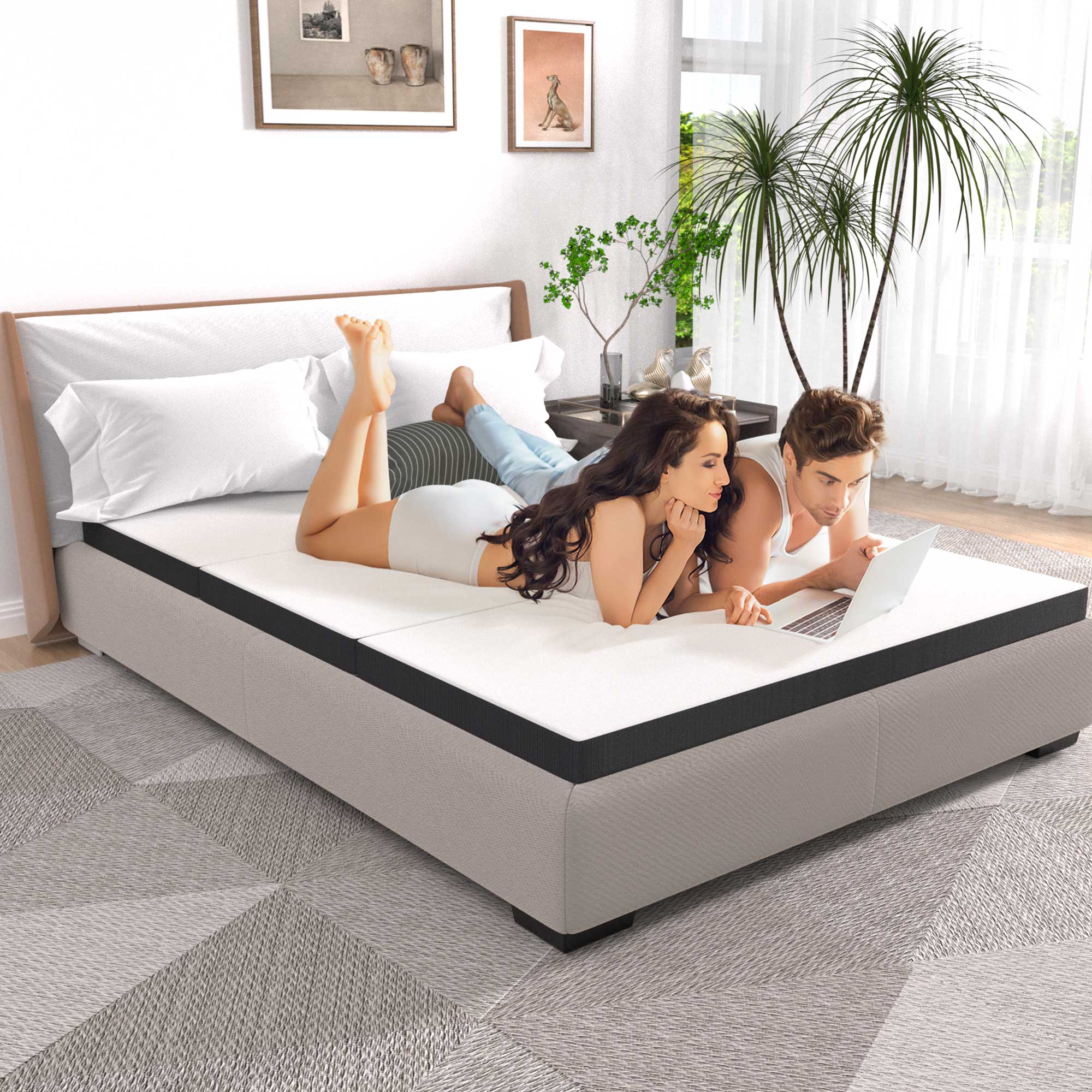 YRLLENSDAN 3 Inch Foldable Mattress Full，Trifold Mattress with Washable Cover CertiPUR-US Certified Folding Mattress Full Portable Mattress for Adults Camping Guest, 73" x 52" x 3"