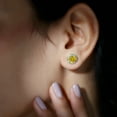thumbnail image 5 of Rosec Jewels Lab Created Yellow Sapphire Stud Earrings with Diamond Halo - AAAA Grade, 18K Yellow Gold, 5 of 9