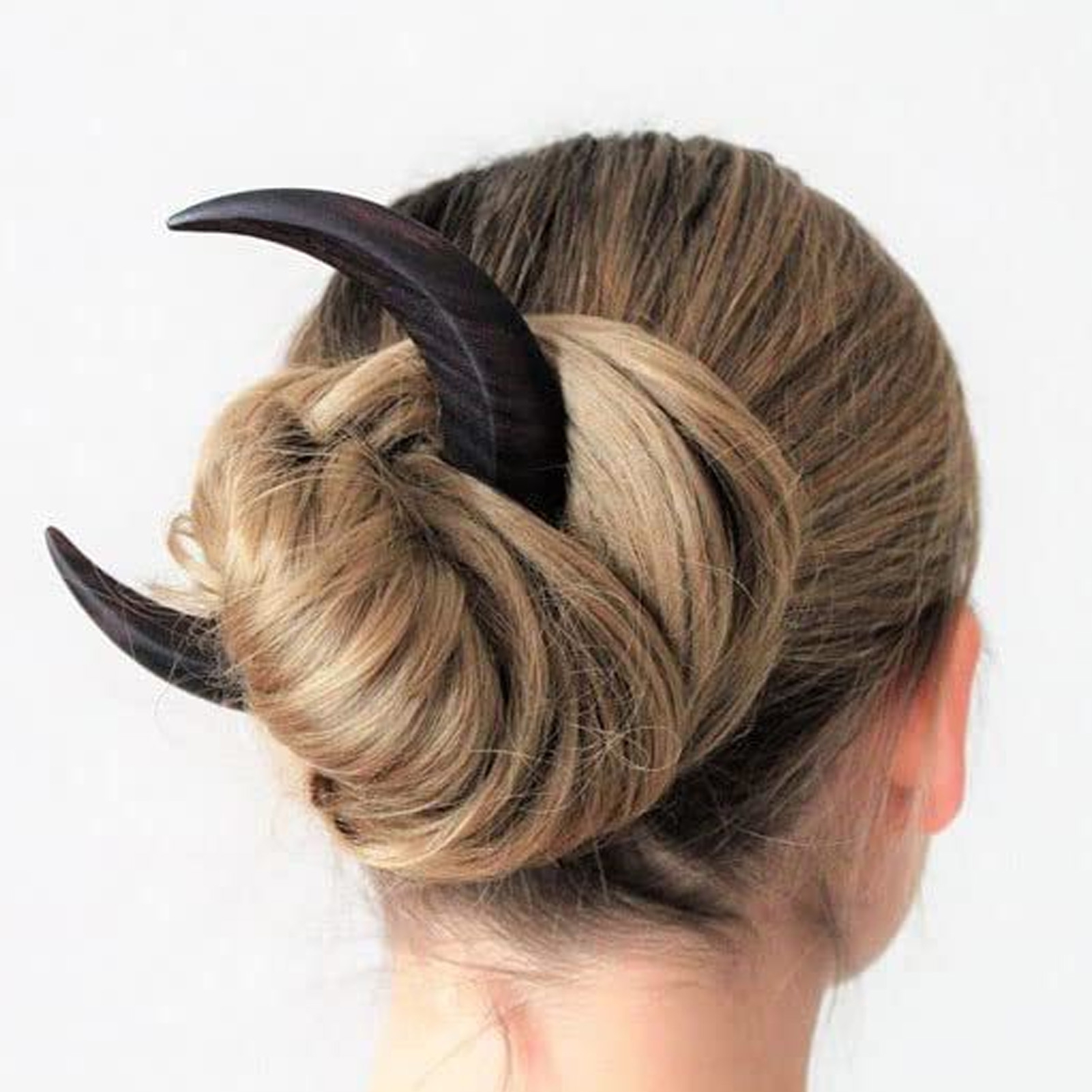 Happy Date 2PCS Hand Carved Crescent Moon Hair Fork for Women