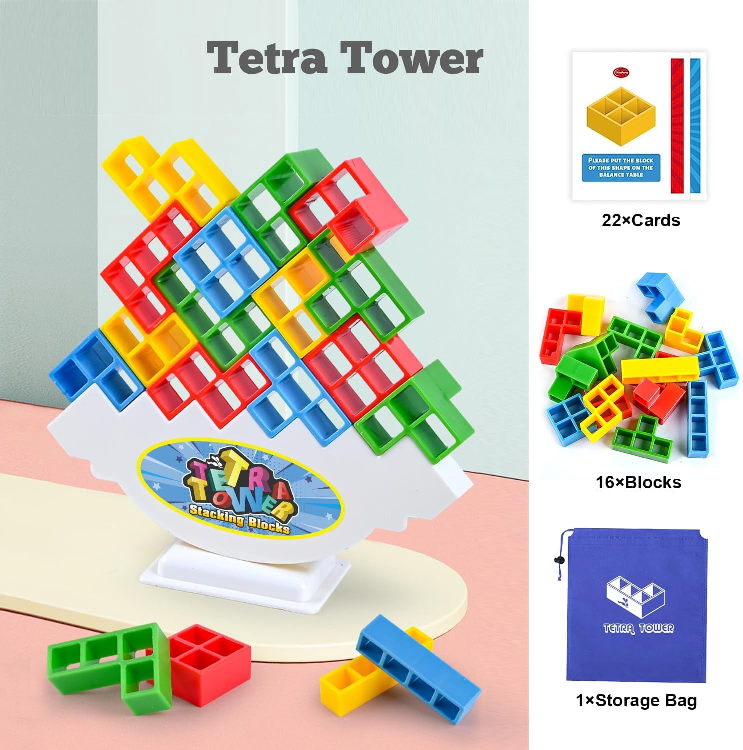 Jeu D'équilibre Tetra Tower - 16 Blocs Empilables, Base Incluse, En ABS, Pour Enfants Et Adultes - 3