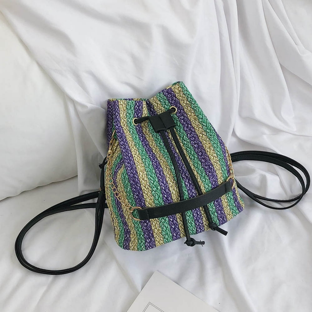 Women's Fashion Woven Bucket Bag Versatile Shoulder Bag Bucket Type