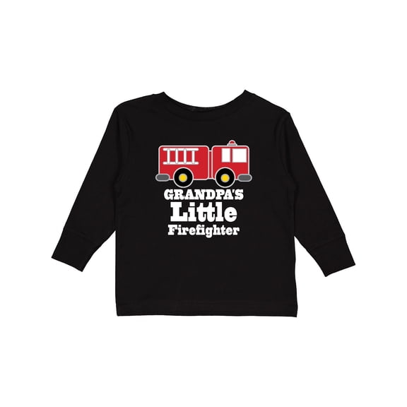 Inktastic Grandpa Little Firefighter Boys Fire Truck Boys Long Sleeve Toddler T-Shirt