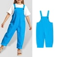 thumbnail image 1 of WENXIAOO Teen Girls Jumpsuits Rompers Comfortable Light Blue Bib Pants with Pockets Spring Summer Romper Girls Clothes Size 13-14 Years, 1 of 5