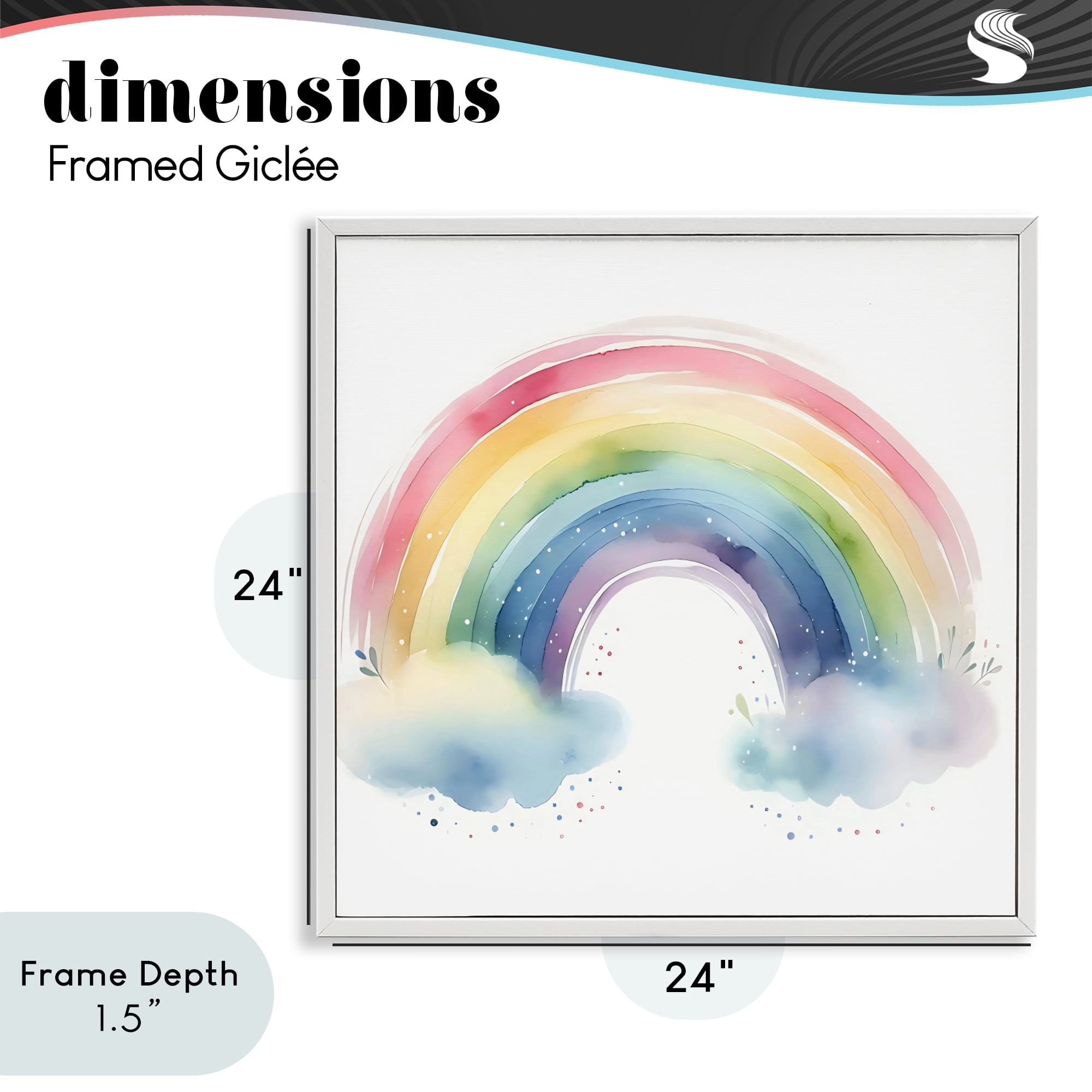 Stupell Industries Soft Rainbow with Clouds White Framed Giclee Art, design by Creative Studio