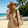 thumbnail image 4 of Womens Sun Hats Bohemian Festival Wide Brim Sun Hat with Adjustable Tie, 4 of 6