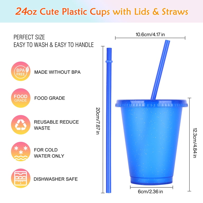 Teoryieer Reusable Plastic Cups with Lids & Straws, 16 oz photo 6