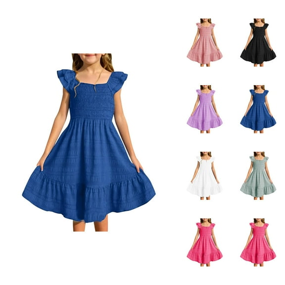 Girls Dresses Girls Princess Dress Girls Summer Dresses Smocked Sleeveless With Pockets