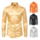 thumbnail image 5 of Hombres Camisa Unicolor Con Botón De Satén, 5 of 6