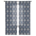 thumbnail image 2 of Blue Pink Geometric Semi Sheer Curtains 72 Inch Length 2 Panels Set, Ethnic Boho Modern Abstract Art Sheer Kitchen Curtain Privacy Voile Window Curtain for Living Room Bedroom Rod Pocket Drapes, 2 of 7