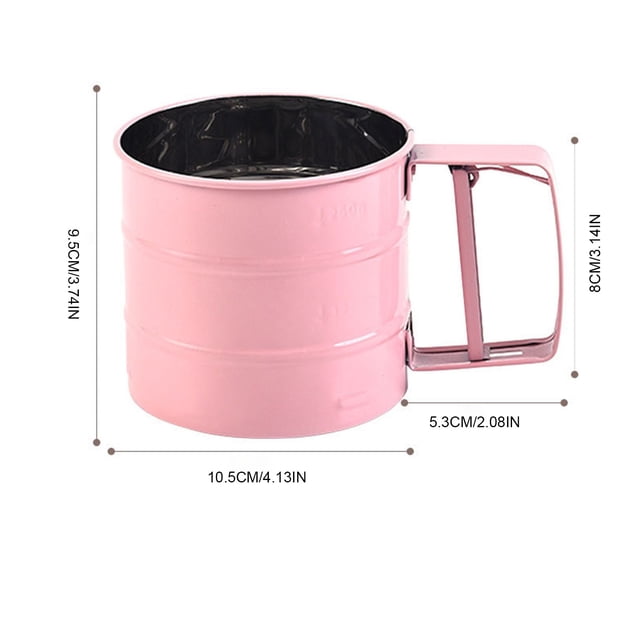 Leodye Double-Layer Stainless Steel Flour Sieve - One-Hand Press Crank for Baking