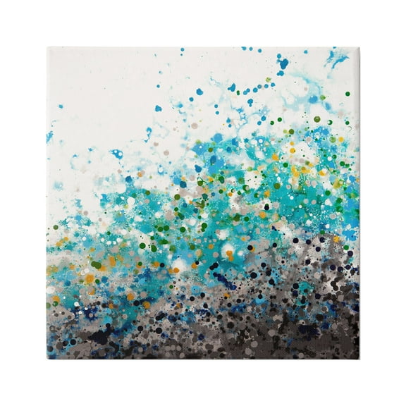 Stupell Industries Abstract Paint Speckles Dots Bold Blues Yellows Painting Gallery Wrapped Canvas Print Wall Art, Design by Hilary Winfield