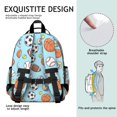 thumbnail image 5 of Football and Basketball Lightblue Pattern Cute School Backpack Bag for School with Padded Back and Adjustable Shoulder Straps 15.25"x11.5"x5.25", 5 of 5