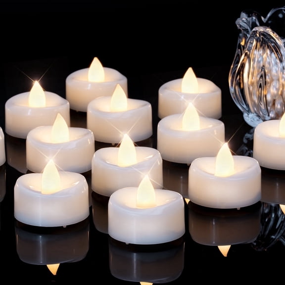 Merrynight LED Candles, Tea Lights Candles Battery Operated Bulk, 24-Pack Long-Lasting 200 Hours Flameless Tealight Candles, Realistic Tea Lights for Halloween Christmas Wedding, 1.5'' D X 1.25'' H