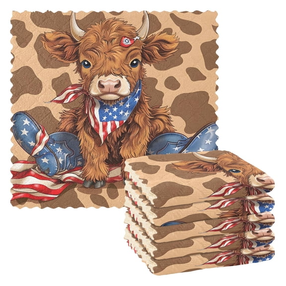 Cowboy American Flag Cow Kitchen Towels 6 Pcs Dish Towels Absorbent Soft Quick Dry Towel Dish Rags for Washing Dishes