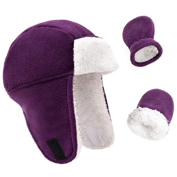 Sonducket Sombrero para niños pequeños Manoplas cómodas de lana de algodón Sin daños en la piel Guantes de invierno Sombreros Púrpura Sonducket AP009418-01B