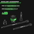 thumbnail image 4 of 19-Piece 1/4" Drive Shallow Magnetic Impact Socket Set, Metric, 4mm-15mm, 6 Point, CR-MO, Magnetic Socket with Impact Socket Adapter, Universal Joint & Extension, 4 of 9