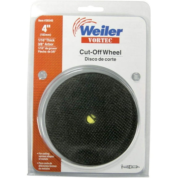 Weiler 36540 Cutoff Wheel 19000 RPM Air/Elect Die Grinders, 4" Dia X 1/16" Thck 3/8"