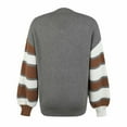thumbnail image 4 of Lilgiuy Women's Striped Cardigan Button Knit Sweater 2022 Fall/Winter Lantern Sleeve V-Neck Sweater 2022 Fall Winter, 4 of 5