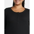 thumbnail image 4 of Terra & Sky Women’s Plus Thermal Henley Top with Long Sleeves, Size 0X-5X, 4 of 5