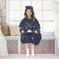 thumbnail image 7 of FORMRS Wearable Blanket Hoodie with Sleeves for Kids Cozy Flannel Sweatshirt, White Planet, 7 of 7