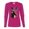 thumbnail image 2 of Wild Bobby Dean Russo German Shepherd Dog Lover Women Graphic Long Sleeve Tee, Fuschia, Small, 2 of 5