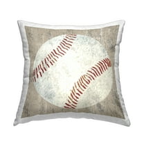 Stupell Industries Rustic Natural Baseball Decorative Printed Throw Pillow, 18 x 18
